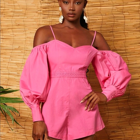 SHEIN Medium Cold Shoulder Zip Back Romper - Picture 2 of 3